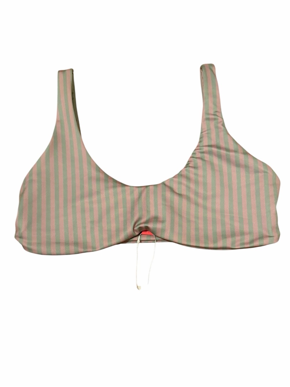 NWT Divino Seas Pink Green Stripe Bikini Bathing Suit Top size Large